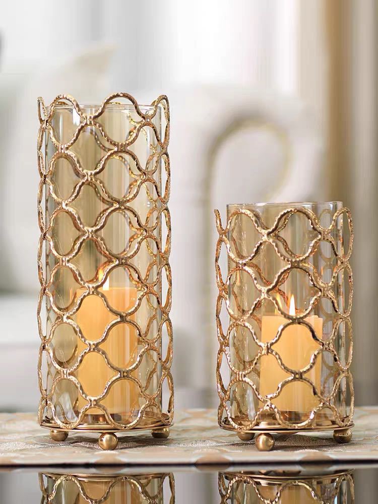 Hollow Out Glass Vases with Intricate Metal Accents