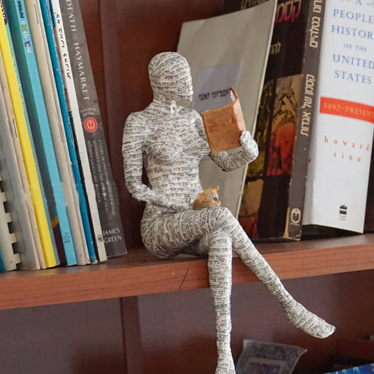 Contemplative Muse: Reading Woman Thinker Resin Statue