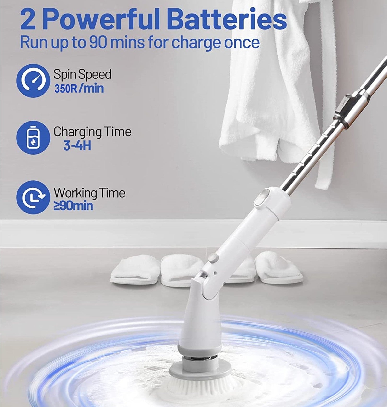 Effortless Cleaning with the Telescoping Electric Spin Scrubber