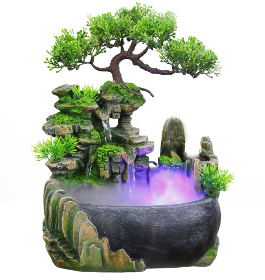 Tranquil Cascade: Modern Desktop Waterfall Fountain