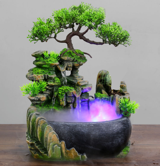 Tranquil Cascade: Modern Desktop Waterfall Fountain