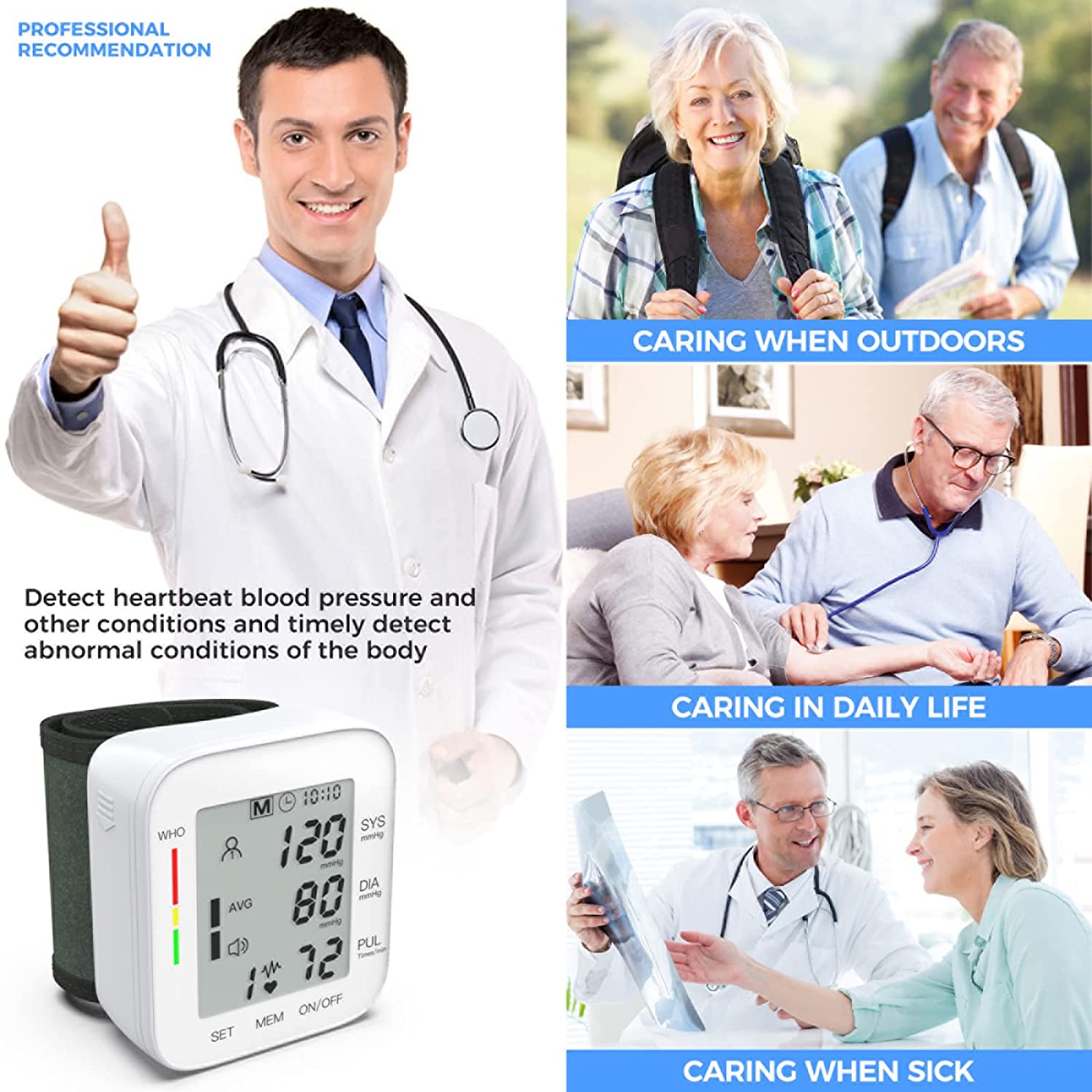 Wrist Blood Pressure Monitor with Memory Function