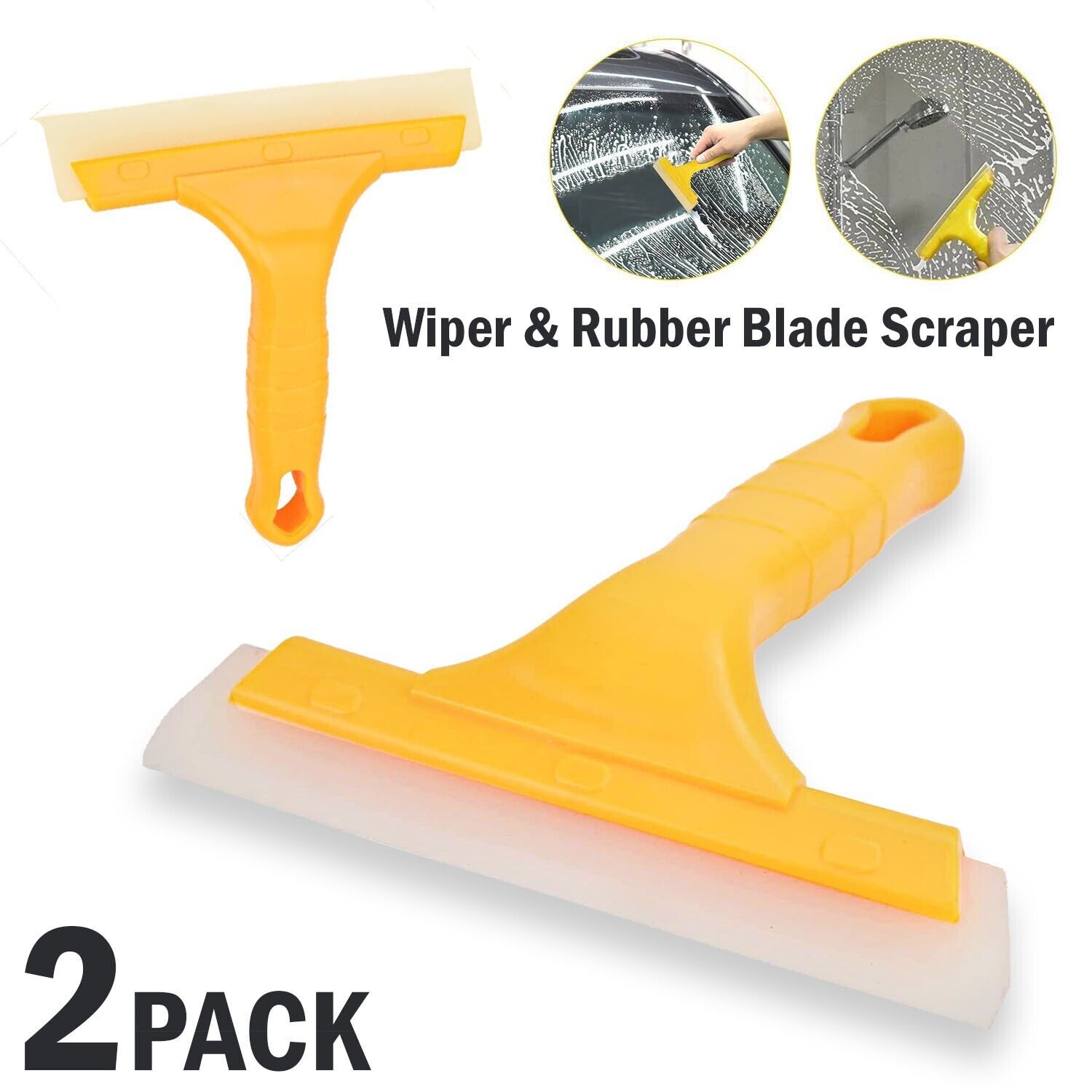 2-Pack Silicone Blade Squeegee for Windows, Showers, and Cars