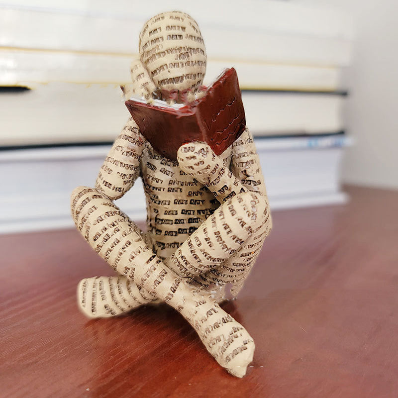 Contemplative Muse: Reading Woman Thinker Resin Statue