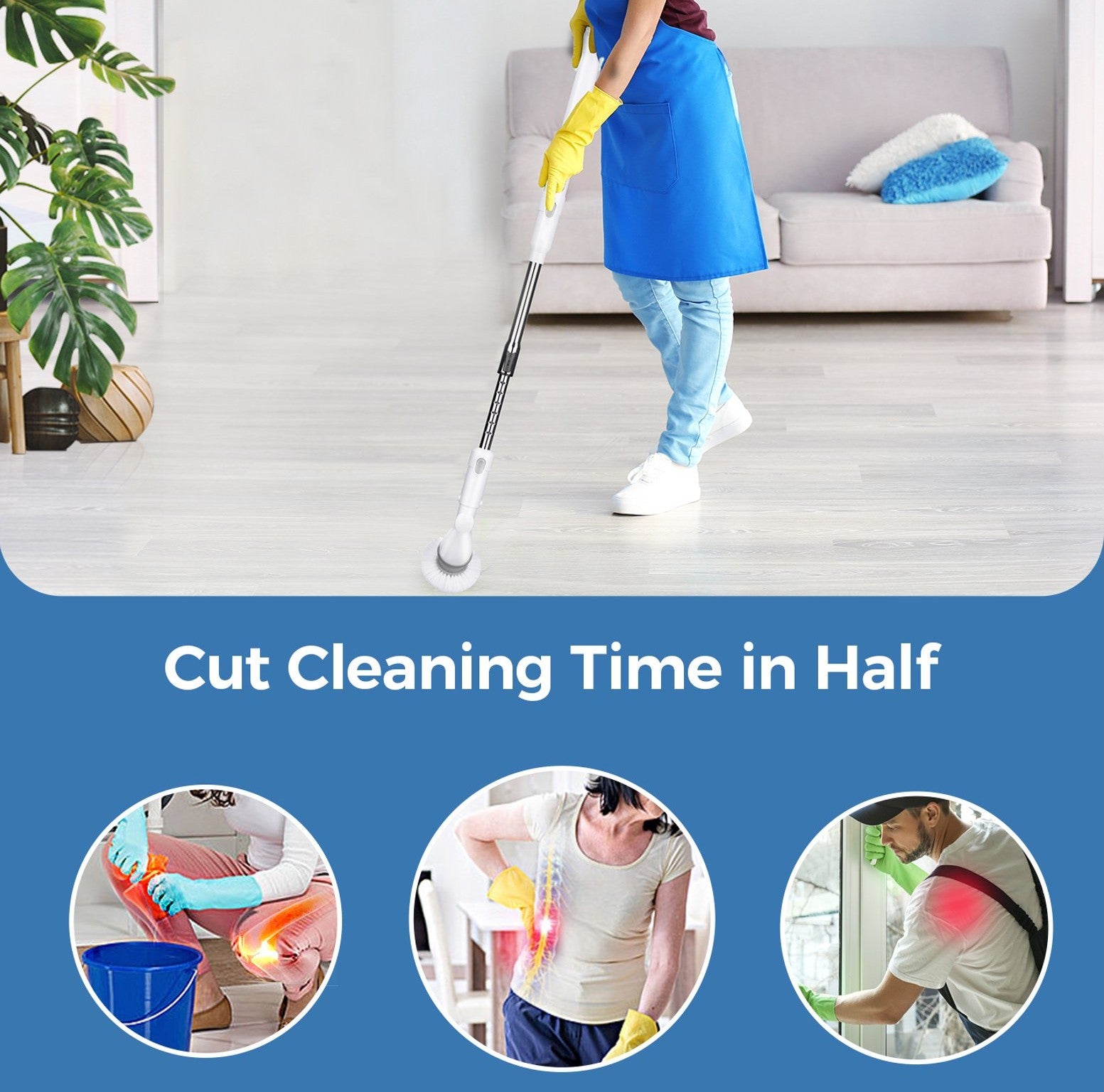 Effortless Cleaning with the Telescoping Electric Spin Scrubber